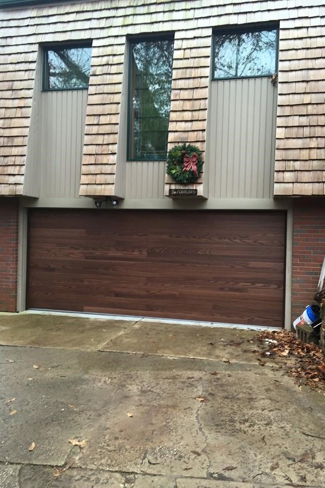 brand new modern wooden pannel garage door - Glenn Brothers - Springfield, IL